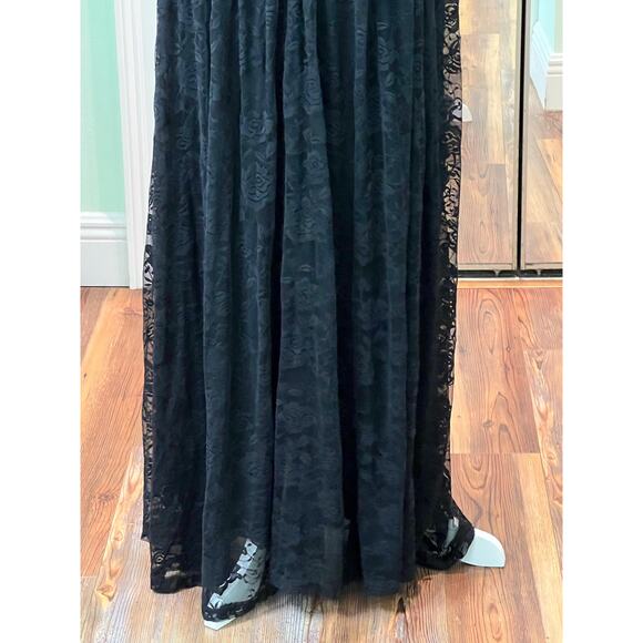 Black gothic Sz S formal dress Prom wedding graduation Lace over poly satin. - Picture 7 of 9